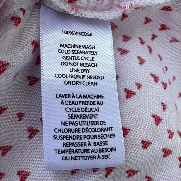 BeachLunchLounge Heart Print Button Up Shirt Pink‎ Red Long Sleeve Viscose XL - Picture 4 of 4